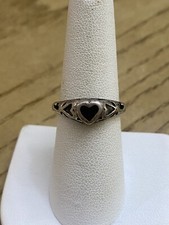 Wheeler Vintage Designer Sterling Silver Ring With Black Heart Stone Size 8