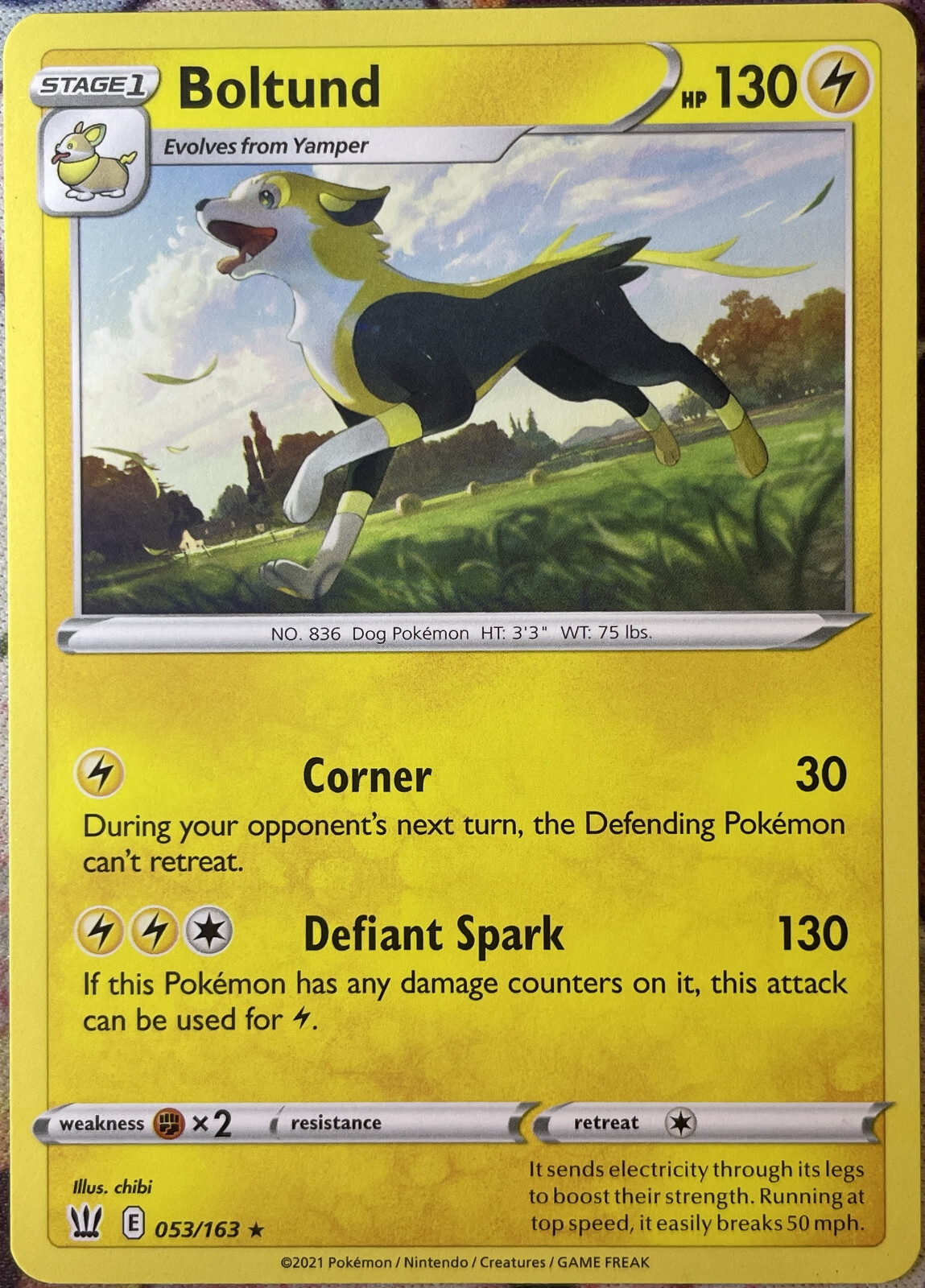 Boltund Rare - 053/163 - Battle Styles Pokemon 2021
