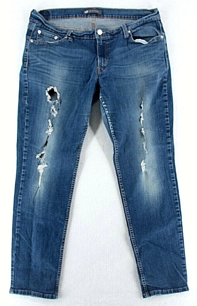 Levis 524 Womens Too Low Superlow Med Wash Destroyed Straight Leg