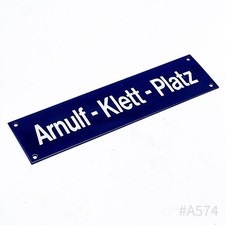 Emaille Stra&szlig;enschild Arnulf-Klett-Platz Stuttgart Hauptbahnhof | 7 x 26 cm