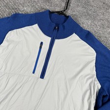 FootJoy Golf Sweatshirt Mens Large Blue Gray Long Sleeve 1/4 Zip Wool Blend