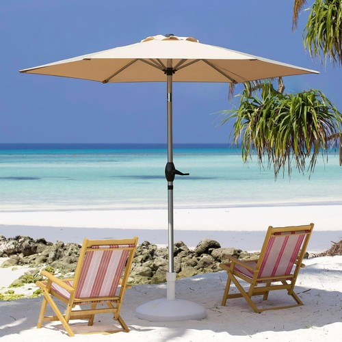 SHPAI 7.5FT Patio Umbrella, Outdoor Table Umbrella with Push Button Tilt (Beige)