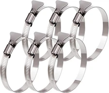 7"  Hose Clamp  Adjustable SS304 Easy turn thumb Screw Worm Gear Hose Clamp 6PCS