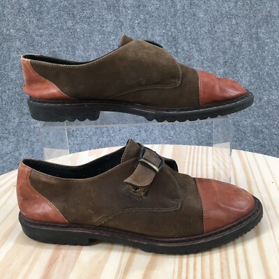 Mixed Blues Shoes Womens 8.5 M Two Toned Buckle Oxford Brown Leather Slip On