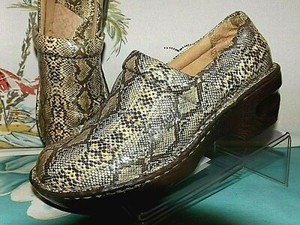 snake print clogs