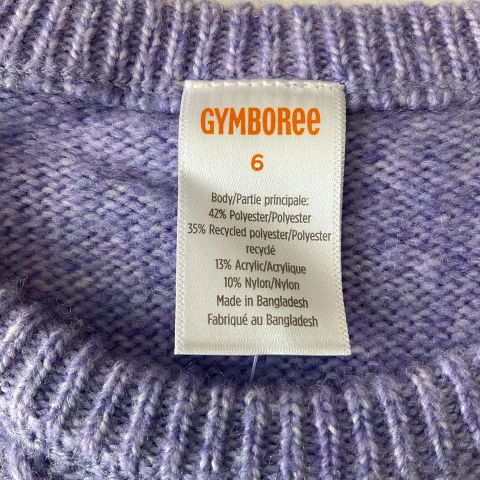 Suéter Gymboree Tejido con Cable Niñas Talla 6 Púrpura Manga Larga Cuello Redondo Foto 3 de 4