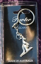 Riccardo PEWTER Keychain Key Ring ++ KANGAROO ++  Vintage