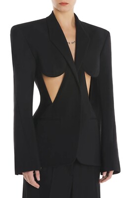 $2450 Authentic MUGLER Women's Cut Out Blazer Jacket in Black Size 42 / US 10