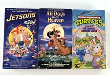 VHS Movies: All Dogs Go to Heaven  Jetsons The Movie, Turtles Ninja - Lot of 3 