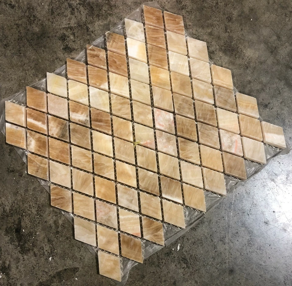 Mosaico de azulejos 12x12 diamante miel ónix remodelación piedra 10 hojas T-04 Foto 4 de 4