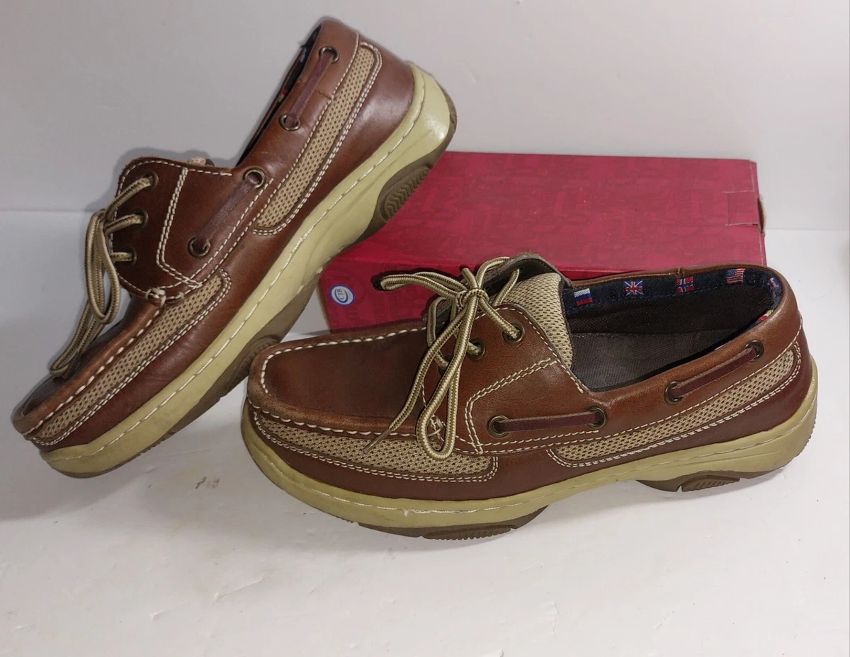 Reel Legends Mens 9 M Brown Leather Boat Shoes Vintage