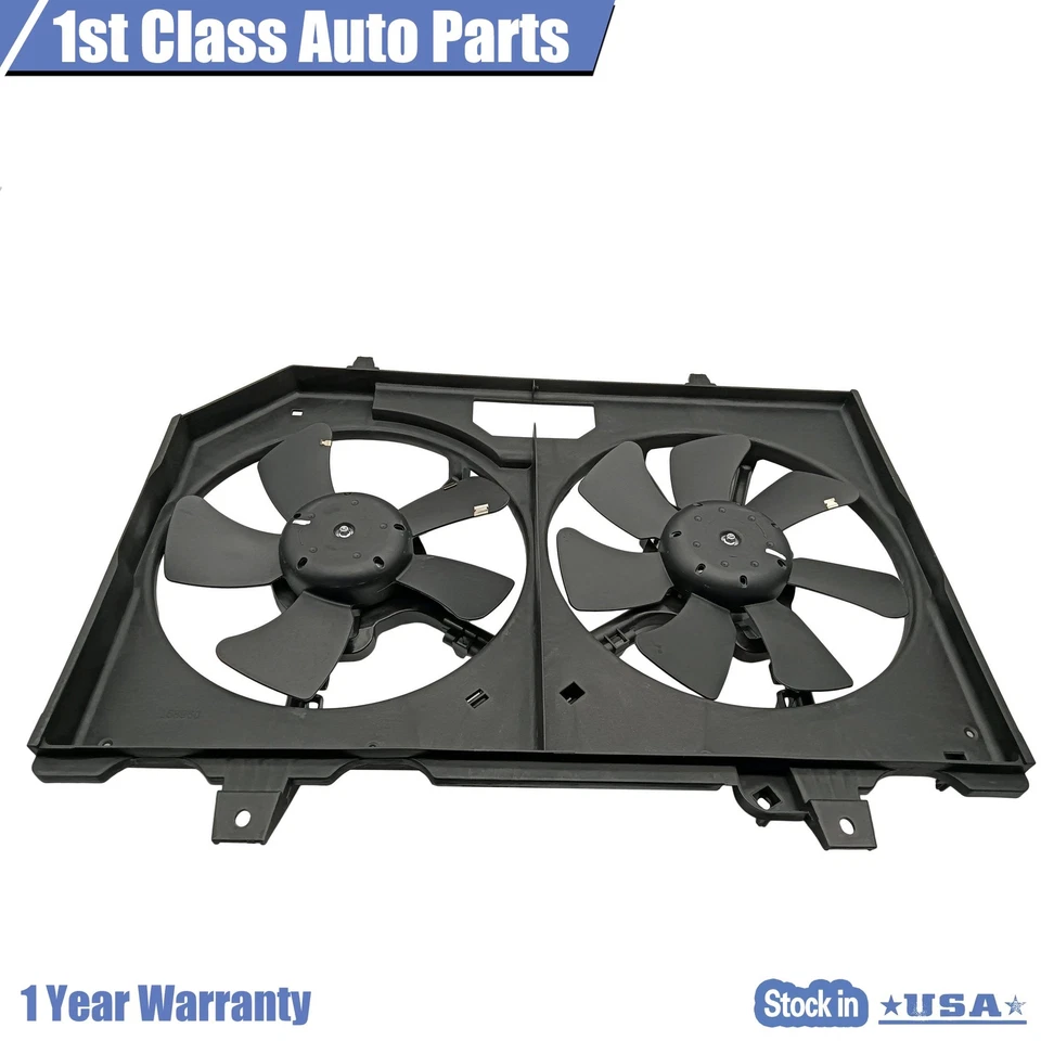 Dual Radiator Cooling Fan with Shroud Assembly fit 04-13 Nissan X-Trail 2.5L - Image 2 of 4