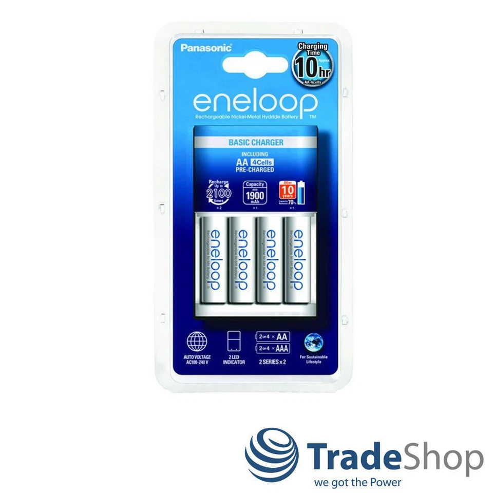 Set: Panasonic eneloop Basic Charger Ladegerät BQ-CC51E mit 4x eneloop AA Akkus - Bild 2 von 4