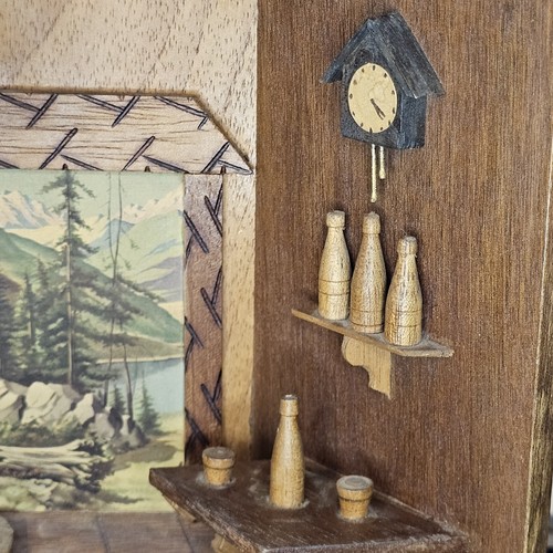 Vintage Wood Carved Lodge Cabin 3D Scene Hunting Mancave 12x12 Wall Art Brown - Picture 9 of 15