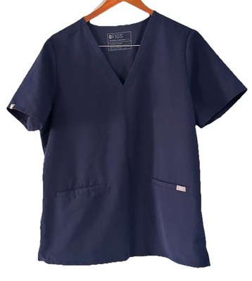 FIGS Technical Collection Women s Scrub Top V-Neck Short Sleeve Navy Blue Large