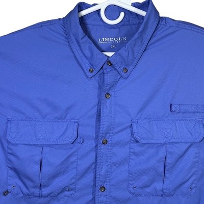 Lincoln Outfitters 3XL Button Down Fishing Outdoor Shirt Long Sleeve Blue