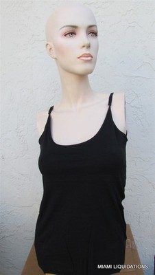 Cami 100% Pima Cotton Large Black Adjustable Spaghetti Straps Camisole $38 Tank