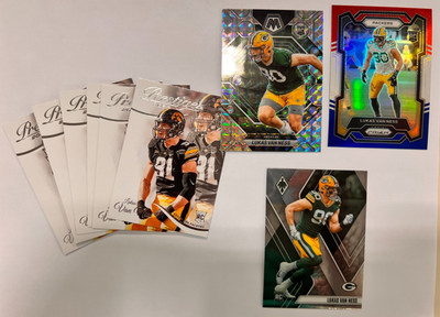 LUKAS VAN NESS 2023 PRIZM OPTIC MOSAIC 65 RC CARD LOT GREEN BAY PACKERS