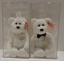 Ty Beanie Baby Mr and Mrs Bear Bride and Groom Wedding Teddy - Set of 2 Plush