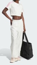Adidas Womens White Wide Leg Woven Track Pant L