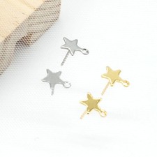 30/12PCS Stainless Steel Silver/Gold Tone Star Stud Earrings Component SSF40