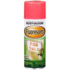 Rust Oleum Fluorescent Spray Paint 11Oz Bright Pink Neon Fast Drying High Vis...