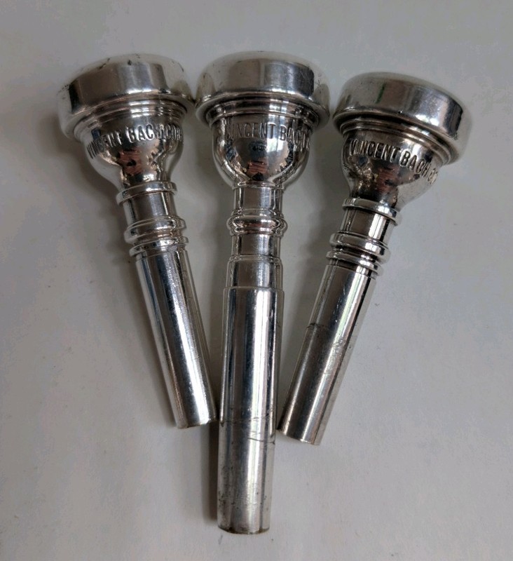 LOT of THREE Silver Brass 7C Vincent Bach Mouthpieces
