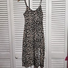 Asos Design Leopard Print Midi Cami Dress With Slit Women's Size 2