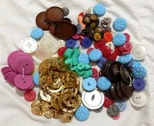 Colorful Button Lot Various Sizes, & Materials Vintage & Modern 8.2 Oz.