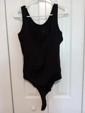 Hanes Womens Black One Piece Shapewear Bodysuit Slimwear 3-Prong Crotch Size XL