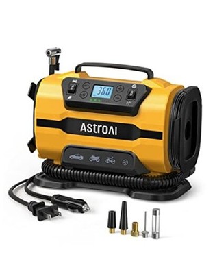  Tire Inflator Portable Air Compressor Pump 150PSI 12V DC/110V AC Light Yellow