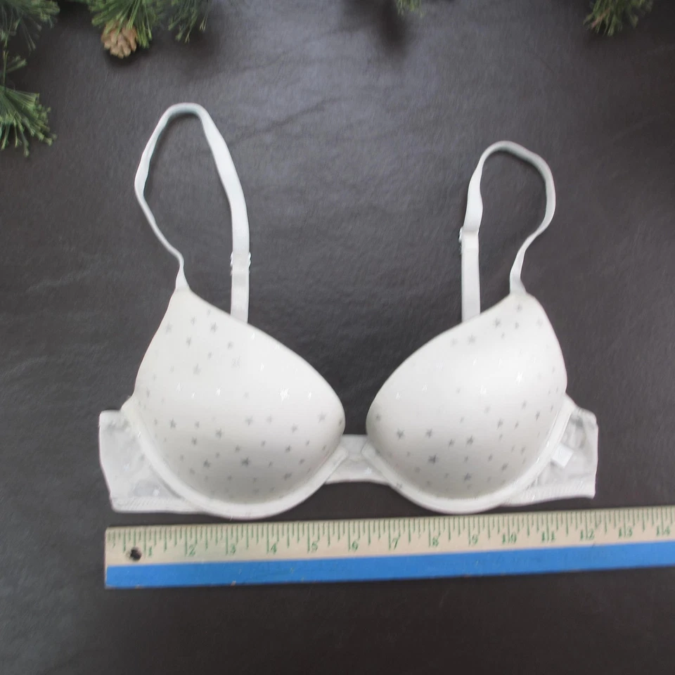 Victoria's Secret Bra Womens 32B White Star Print Padded Underwire Adjustable - Image 2 of 4