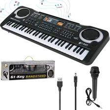 Black 61 Key Kids Music Electronic Keyboard Electric Digital Piano Organ w/Mic