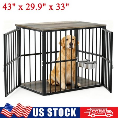 Large Dog Crate Furniture Heavy Duty Dog Kennel House Wooden Dog Cage End Table