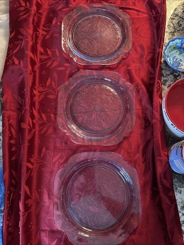 3 Indiana Glass Federal Blue Dinner Plates Madrid Depression Glass Pattern