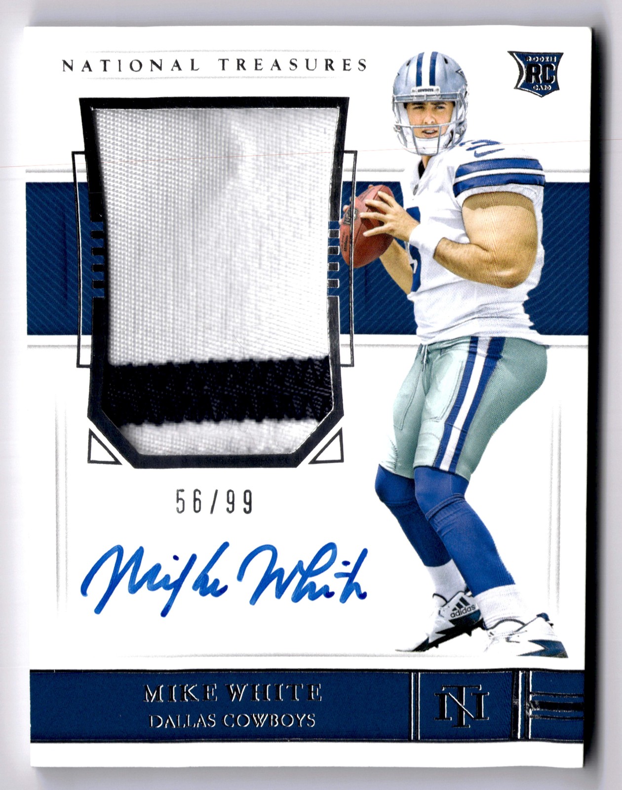 2018 National Treasures Mike White #168 Rookie Patch Auto /99 Dallas Cowboys