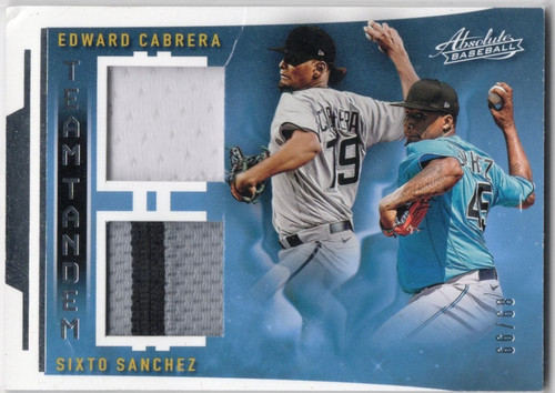 2022 Panini #TTM-ES Edward Cabrera/Sixto Sanchez Miami (Worn Used Material Incl)