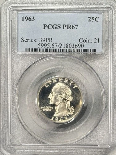 1963-S 25c Washington Quarter PCGS PR67 San Francisco Silver Twenty Five PROOF!