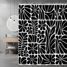 Black Floral Shower Curtain, Modern Design for Bathroom Decor