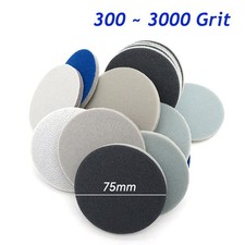 75mm Hook And Loop Sponge Foam Abrasive Sanding Pad Disc 300 - 3000 Grit