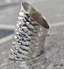 Solid 925 Sterling Silver Long Hammered Ring Minimalist Handmade Ring All Size