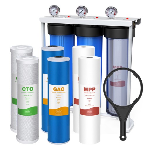 "Sistema de filtración de carcasa de filtro de agua para toda la casa azul grande de 20"" x 4,5"