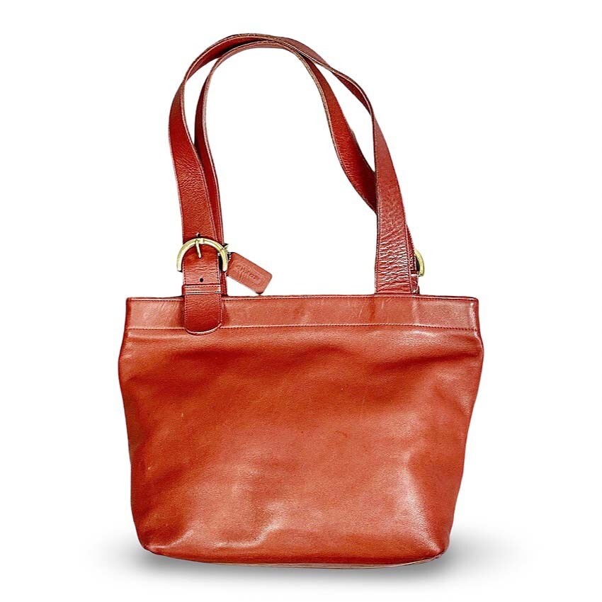 G*o様 Old Coach Leather Red Tote Bag vint Vintage COACH Old Coach All Leather Tote Handbag 4140 Red Ladies