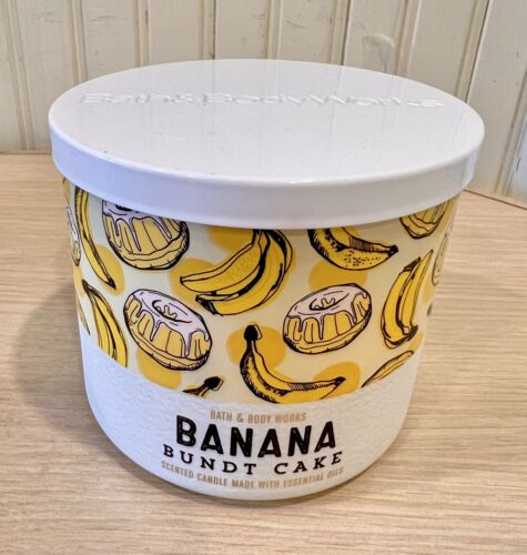 Bath & Body Works 3 Wick Candle Scented 14.5 oz BANANA BUNDT CAKE New