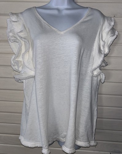 Top tunica Chicos taglia 3 (XL) avorio misto lino manica svasata maglia slub usato in ottime condizioni - Foto 4 di 11