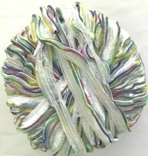 Filati FF JOLLIET Ruffled Ribbon Yarn Skein #11 White w/ Colored Edge ITALY FFF