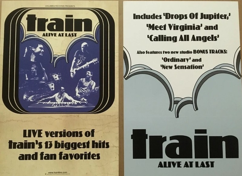 TRAIN 2004 & 2001 DOUBLE SIDED PROMO POSTERS Alive Drops of Jupiter Pat Monahan 