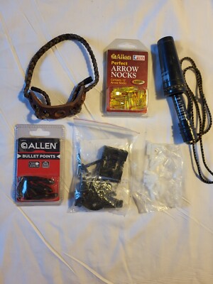Asst Archery Parts Arrow Knocks Inserts Bow Sling Quiver Mt Field Tips Deer Call