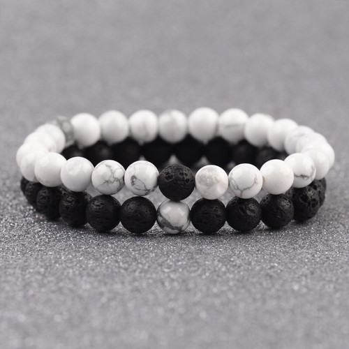 Couple His & Hers Distance Healing Bracelet Black Red Lava Bead Matching YinYang - Picture 98 of 156