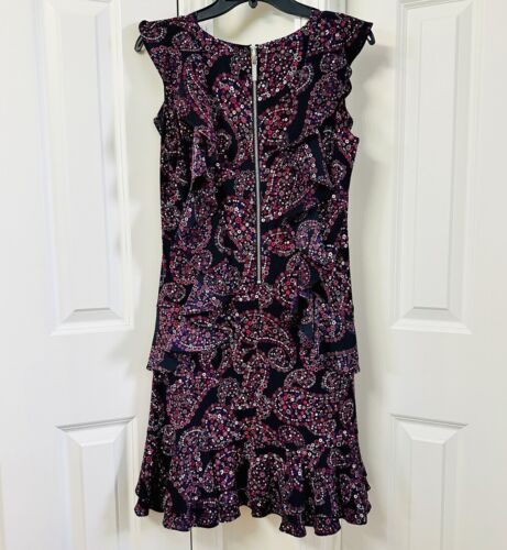 Michael Kors Paisley Print Jersey Cascade Ruffle Dress, Size-M - Picture 4 of 4